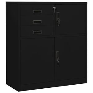 vidaXL Офис шкаф, черен, 90x40x102 см, стомана