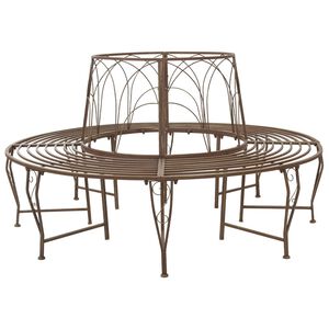 vidaXL Дървесен бенч 8 -местен &Oslash; 160 x 89 см steel Античен кафяв