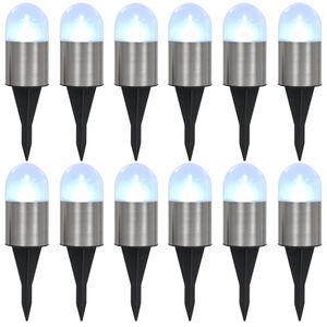 vidaXL Соларни земни лампи, 12 бр, LED светлина, бели