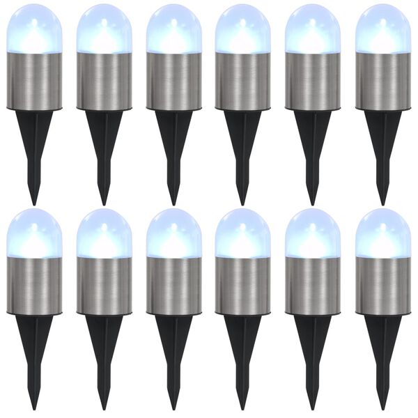 vidaXL Соларни земни лампи, 12 бр, LED светлина, бели