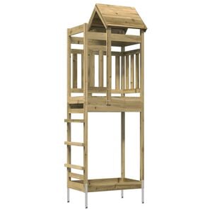 vidaXL Игрална кула Кафяво Масивна импрегнирана дървесина