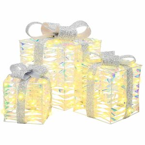 vidaXL Светеща коледна подаръчна кутия 3 бр. 150 LED светодиода