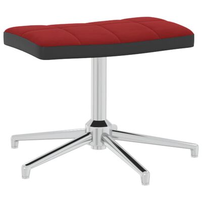 vidaXL Релаксиращ стол с табуретка, виненочервен, кадифе и PVC