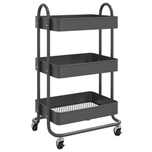 vidaXL Количка на 3 нива, антрацит, 43x34x79 см, стомана
