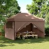 vidaXL Сгъваема парти шатра pop-up с 4 странични стени кафява