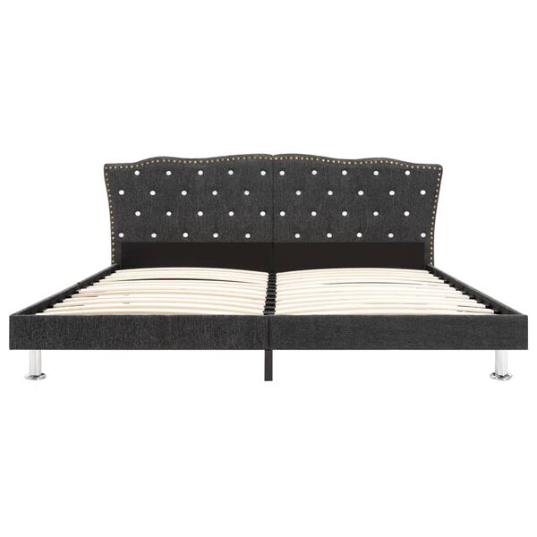 vidaXL Легло с матрак, тъмносиво, плат, 160x200 cм