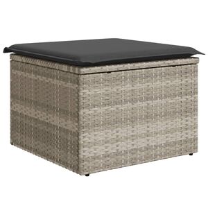vidaXL Градинска табуретка с възглавница сива 55x55x37 см полиратан