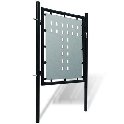 vidaXL Единична оградна врата, 100x150 см, черна