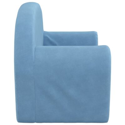 vidaXL Детско диванче-легло, 2-местно, синьо, мек плюш