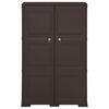 vidaXL Пластмасов шкаф, 79x43x125 см, дървен дизайн, кафяв