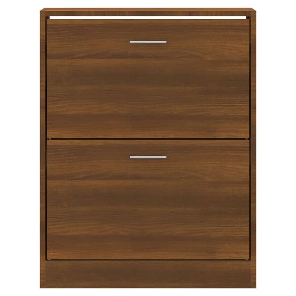 vidaXL Шкаф за обувки, кафяв дъб, 63x24x81 см, инженерно дърво