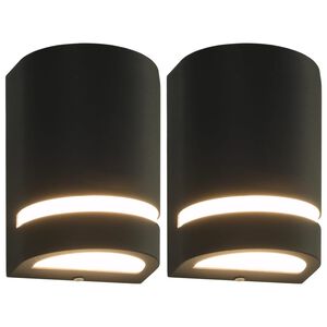 vidaXL Фасадни аплици, 2 бр, 35 W, черни, полукръгли