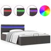 vidaXL Легло с повдигащ механизъм и LED тъмносиво текстил 140x200 см