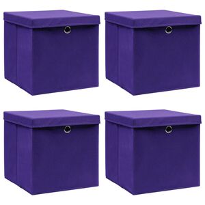 vidaXL Кутии за съхранение с капаци 4 бр 28x28x28 см лилави
