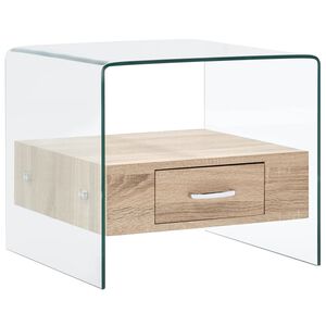 vidaXL Маса за кафе с чекмедже, 50x50x45 см, закалено стъкло