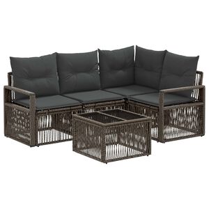 vidaXL Градински Софа Комплект 5 pcs Сиво полиратан
