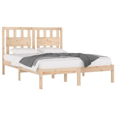 vidaXL Рамка за легло, масивно дърво бор, 135x190 см, двойна