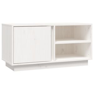 vidaXL ТВ шкаф, бял, 80x35x40,5 см, бор масив
