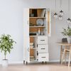 vidaXL Висок шкаф, бял гланц, инженерно дърво
