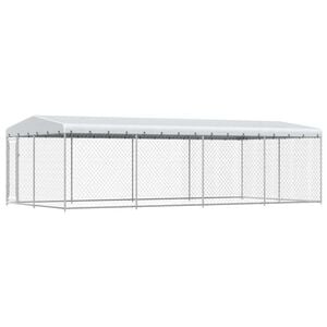 vidaXL Дворна клетка за кучета с покрив, 7,6x3,8x2,3 м