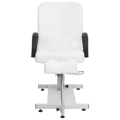 vidaXL Козметичен стол с опора за крака, бял, 127x60x98 см, еко кожа