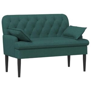 vidaXL Двуместен диван с копчета Тъмнозелено 111 x 68 x 80 см Текстил