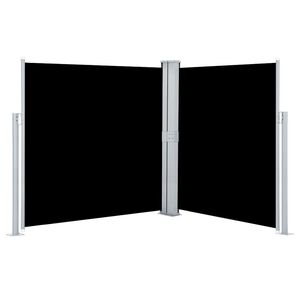 vidaXL Прибираща се странична тента, черна, 140x600 см