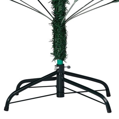 vidaXL Изкуствена осветена коледна елха с гъсти клонки, зелена, 120 см
