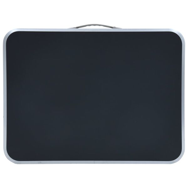 vidaXL Сгъваема къмпинг маса, сива, алуминий, 60x45 см