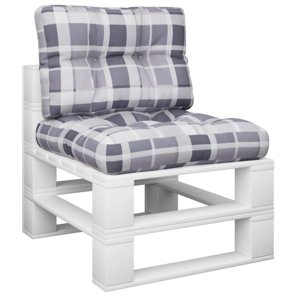 vidaXL Палетни възглавници, 2 бр, сиво каре, текстил