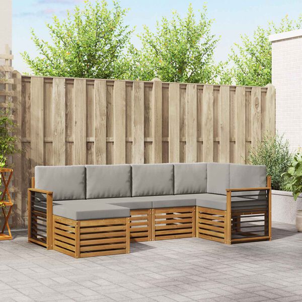 vidaXL Комплект секционен диван 6 pcs Естествено и светло сиво