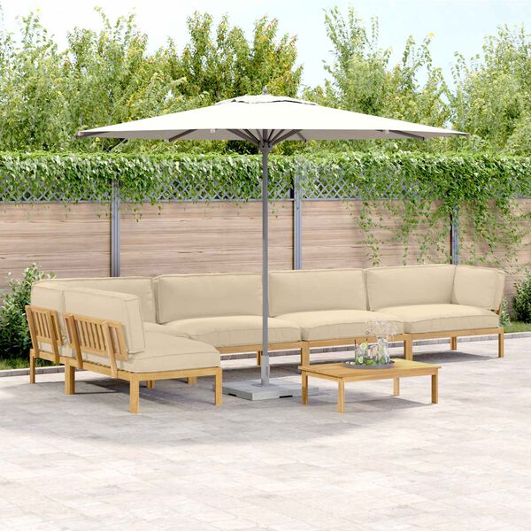 vidaXL Комплект дивани Едноцветен 6 pcs Бежово Солидно акациево дърво