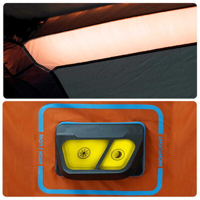 vidaXL Семейна палатка с LED 10-местна сив-оранжев бързо освобождаване
