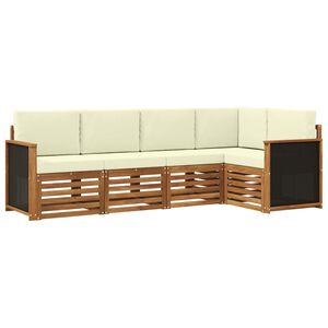 vidaXL Комплект секционен диван с възглавница 4 pcs Натурален и Крема