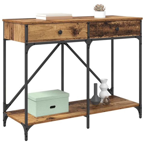 vidaXL Конзолна маса Старо дърво 100 x 39 x 78,5 см Инженерно дърво