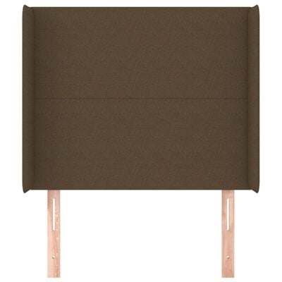 vidaXL Горна табла за легло с уши, тъмнокафява,83x16x118/128 см, плат
