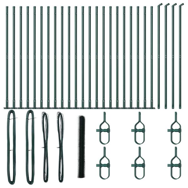 vidaXL Стълб за ограда. Зелен 50 x 1,4 м (36 мм мрежа) Стомана и PVC