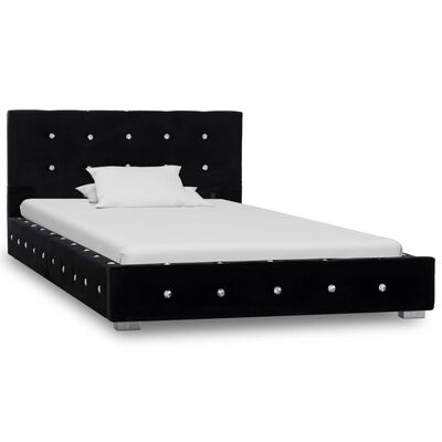 vidaXL Рамка за легло, черна, кадифе, 90x200 см