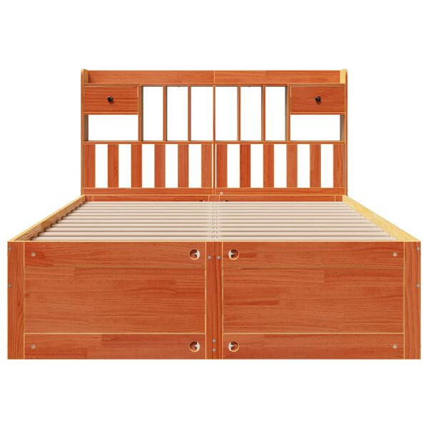 vidaXL Легло с етажерка за книги, без матрак, 150x200 см, бор масив