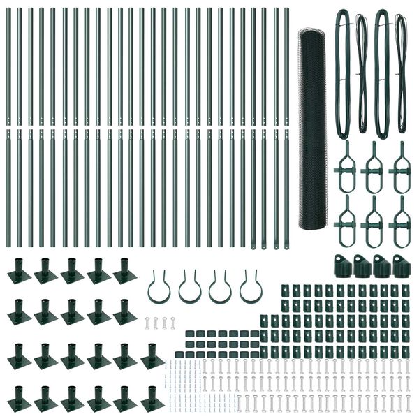 vidaXL Стълб за ограда. Зелен 50 x 1,2 м (25 мм мрежа) Стомана и PVC