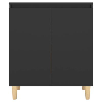 vidaXL Шкаф с дървени крака масив, черен, 60x35x70 см, ПДЧ