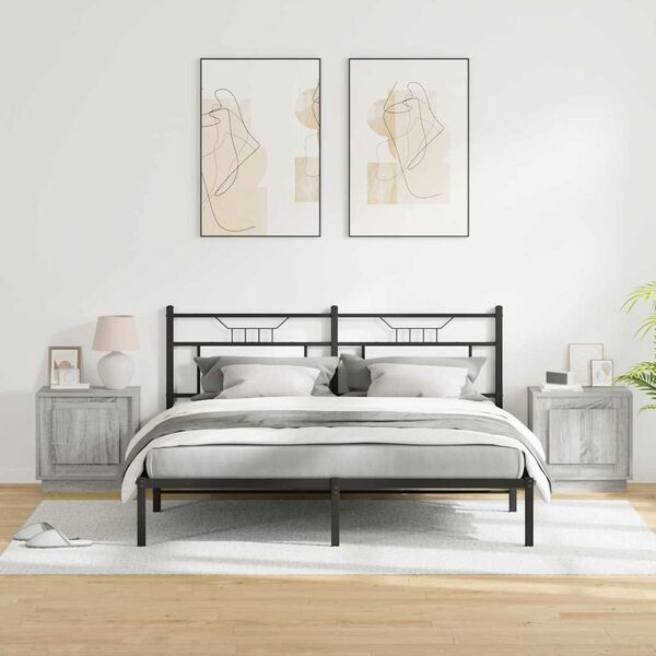 vidaXL Нощен шкаф 2 pcs Сив 44 x 34,5 x 45 см Инженерно дърво