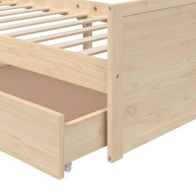 vidaXL Рамка за легло с чекмеджета, бор масив, 90х200 см