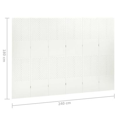vidaXL 6-панелни паравани за стая, 2 бр, бели, 240x180 см, стомана