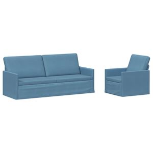 vidaXL Комплект дивани 2 pcs Синьо Кордюрова тъкан