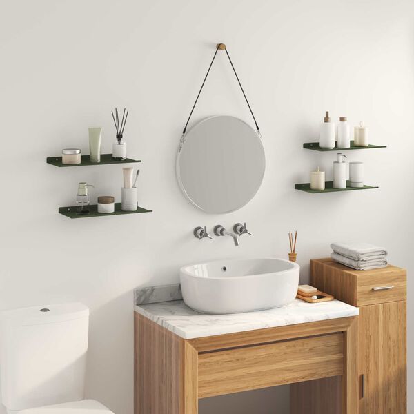 vidaXL Плаващ рафт 4 pcs Маслинено зелено 40 x 18 x 2,5 см Стомана