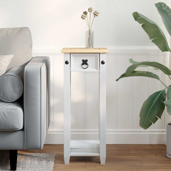 vidaXL Стойка за растения Бяло 30 x 30 x 73 см Солидно борово дърво