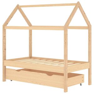 vidaXL Рамка за детско легло с чекмедже, бор масив, 70x140 см
