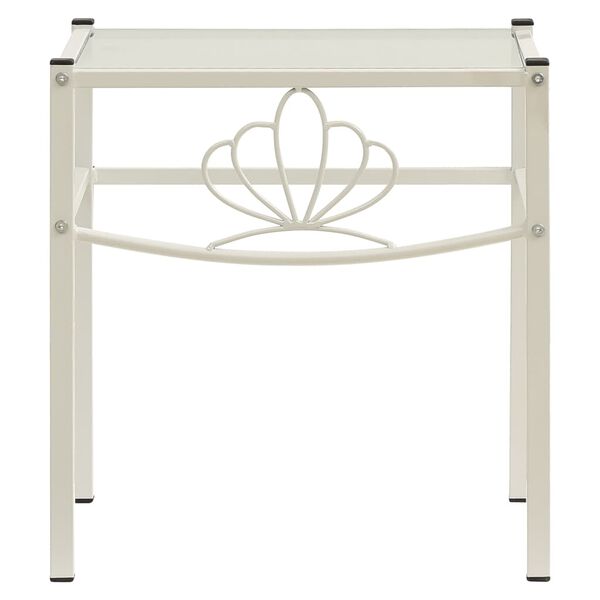 vidaXL Нощни шкафчета 2 бр, бяло и прозрачно, метал и стъкло