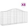 vidaXL Габионни кошници арка 8 бр 200x30x80/100 см поцинковано желязо